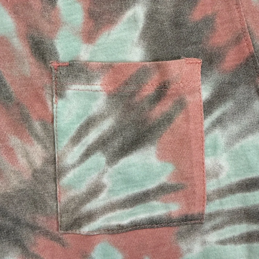 Hurley Tie-Dye Sleeveless T-Shirt Dress - Coral and Mint Size Small - Picture 2 of 7